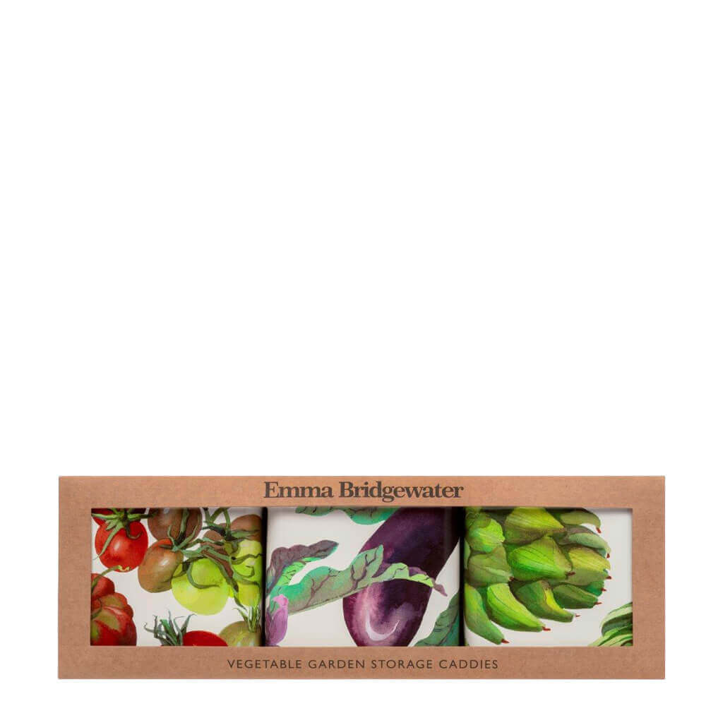 Emma Bridgewater Vegetable Garden Set of 3 Large Square Tin Caddies